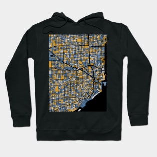 Miami Map Pattern in Blue & Gold Hoodie